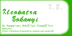 kleopatra bokanyi business card